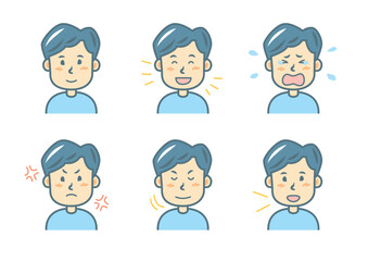 色々な表情をする男性のイラストセット
