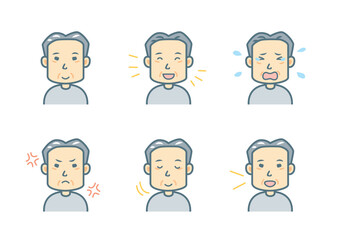 色々な表情をする男性のイラストセット