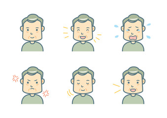 色々な表情をする男性のイラストセット