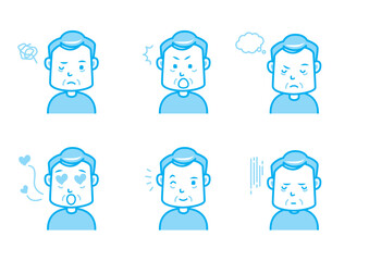 色々な表情をする男性のイラストセット