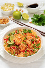 pad thai with shrimps, peanuts, eggs, bean sprouts