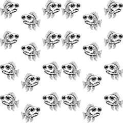 Seamless pattern of a fish with round glasses on a transparent background, suitable for printing on paper and textiles