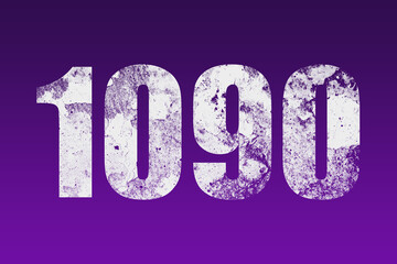 flat white grunge number of 1090 on purple background.	