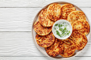 baked cottage cheese parmesan pancakes on plate