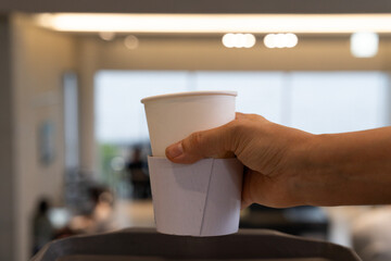 View of the coffee cup in the cafeteria