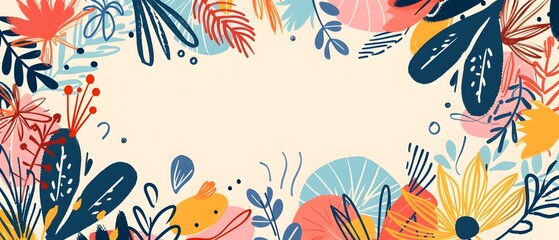 Vibrant Doodle Border Design with Playful Organic Shapes and Patterns for World Health Day Background