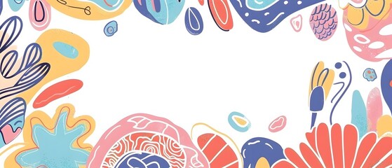 Vibrant Doodle Border Frame with Playful Organic Shapes for World Health Day Background Design