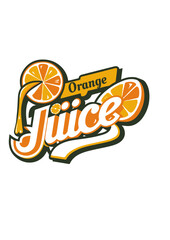 Orange juice retro logo emblem label illustration for juice brand