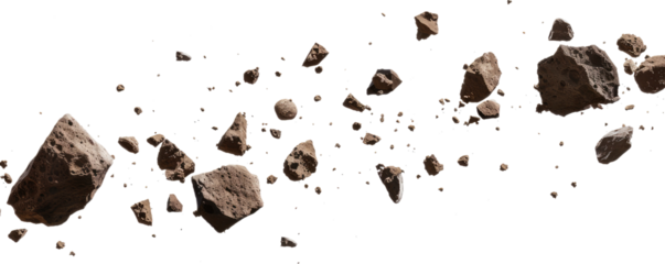 flying asteroids isolated