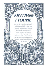 Vintage border frame engraving with antique ornament pattern - Vector Eps 10