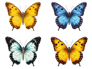 Set of colorful butterflies isolated on white, generated ai
