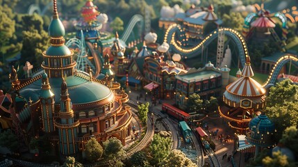 Fototapeta premium The amusement park is full of fun and excitement