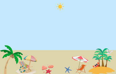 Summer Beach Beautiful with Sun, Pickleball,  Kayaking, Tropical beach bingo and tree, ball , chair beaach, pinic Background, Wallpaper, Backdrop, Design