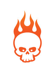 Vector black tattoo icon sign in fire skull. Isolated on white background
