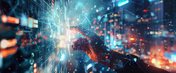 A digital background with an abstract representation of artificial intelligence