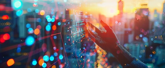 A digital background with an abstract representation of artificial intelligence