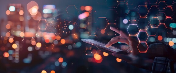 A digital background with an abstract representation of artificial intelligence