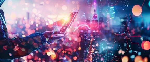 A digital background with an abstract representation of artificial intelligence