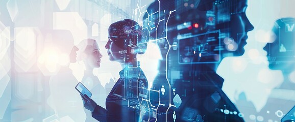 A digital background with an abstract representation of artificial intelligence