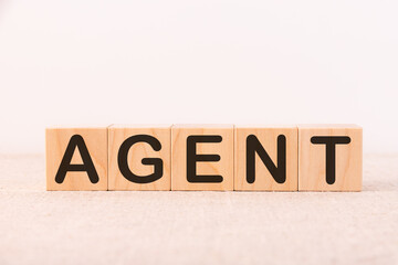 AGENT word made with building blocks on a light background