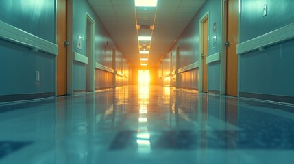Blurry hospital hallway background