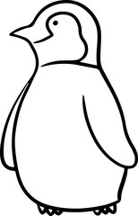 Baby Penguin Cartoon Outline Illustration Kids Line Art