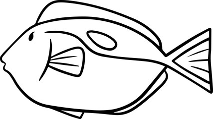 Blue Tang Fish Outline Illustration Kids Line Art