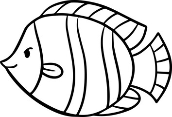 Butterflyfish Cartoon Outline Illustration Kids Line Art