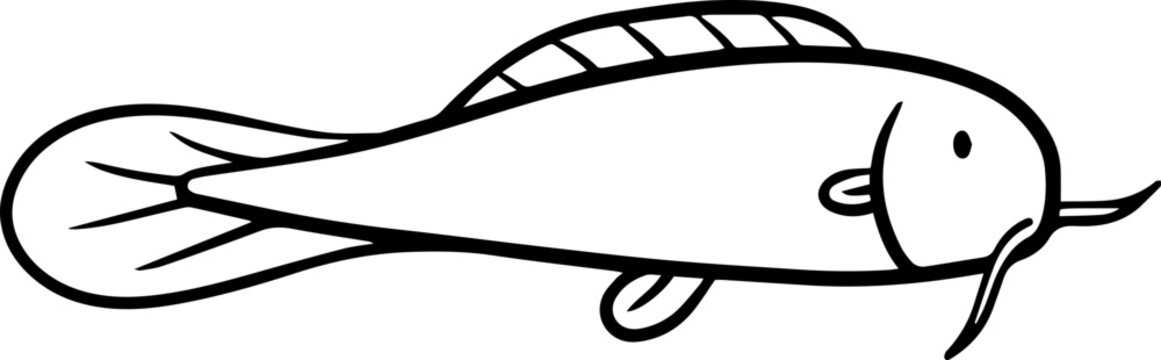 recommend clip art: Catfish Cartoon Outline Illustration Kids Line Art