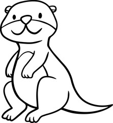 Otter Outline Illustration Kids Line Art