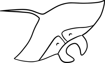 Manta Ray Cartoon Outline Illustration Kids Line Art