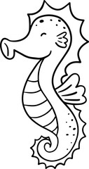 Seahorse Outline Illustration Kids Line Art