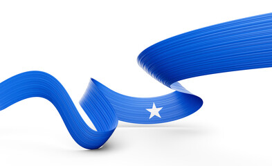 3d Flag Of Somalia 3d Shiny Waving Somalia Ribbon Flag On White Background 3d Illustration
