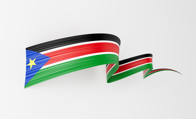 3d Flag Of South Sudan 3d Wavy Shiny South Sudan Ribbon Flag On White Background 3d Illustration
