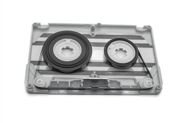 old audio cassette tape on white background