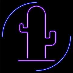 cactus neon sign, modern glowing banner design, colorful modern design trend on black background. Vector illustration.