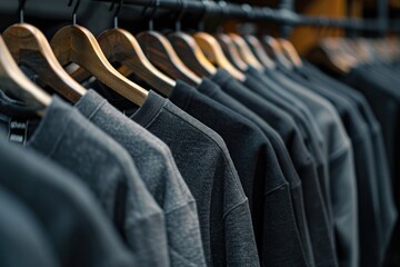 Fototapeta premium Clothes arranged on hangers