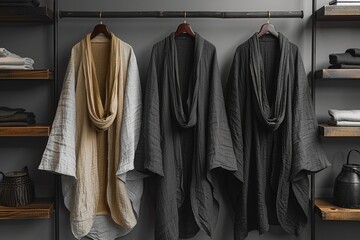 Clothes arranged on hangers