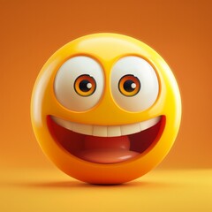 Fototapeta premium Bursting with Joy Emoticon 3D Icon Create an emoticon whose smile is so wide it seems to burst the bounds of its face, AI Generative