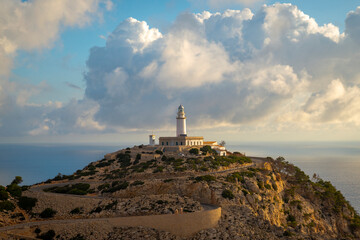 Cap de Formentor lighthouse morning clouds, Majorca Island, Balearic Islands, Spain
