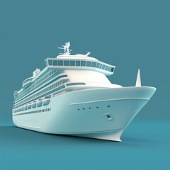 Cruise Ship Icon Illustrate a 3D icon of a large cruise ship, for luxury sea travel, AI Generative