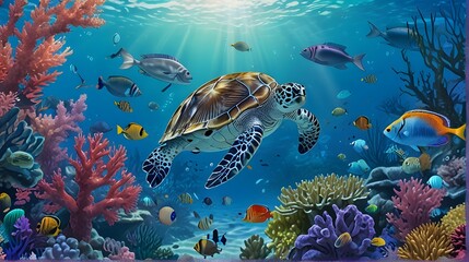 Naklejka premium fish in aquarium, ai generated