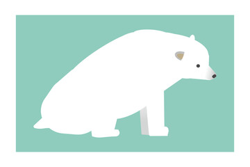 右向きで座るシロクマのイラスト