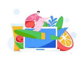 24 Solar Terms, Great Heat Characters Flat Vector Concept Operation Hand Drawn Illustration
