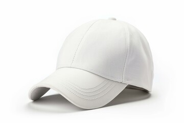 Fototapeta premium Clean, white baseball cap with no logos, perfect for mockups, isolated on a white background