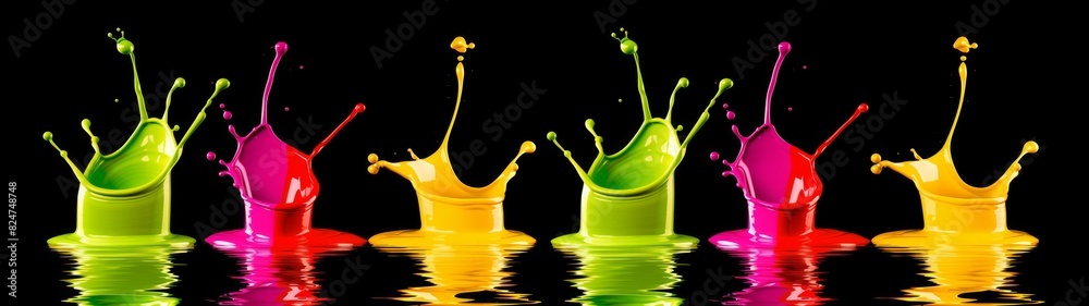 Poster abstract colorful art liquid floating colors splashes background banner - colorful acrylic paint spl
