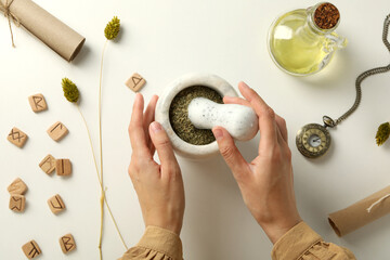 Magical things for conducting a ritual, on a light background.
