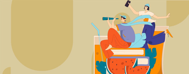 24 Solar Terms, Great Heat Characters Flat Vector Concept Operation Hand Drawn Illustration
