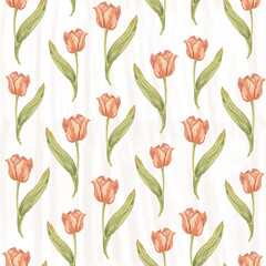 Seamless watercolor pattern with tulips