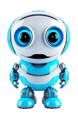 Adorable Friendly robot with large expressive eyes isolated on transparent background